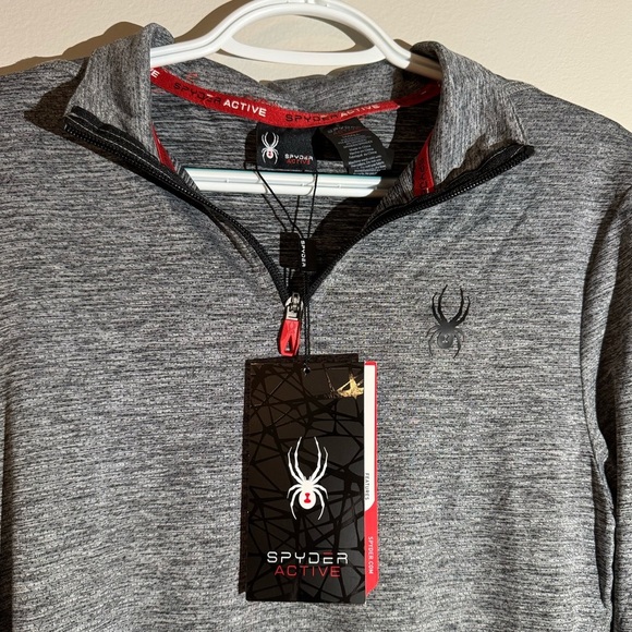 Spyder Active Men’s Gray Quarter Zip Collared Top Lightweight pullover Small NWT - Picture 2 of 6